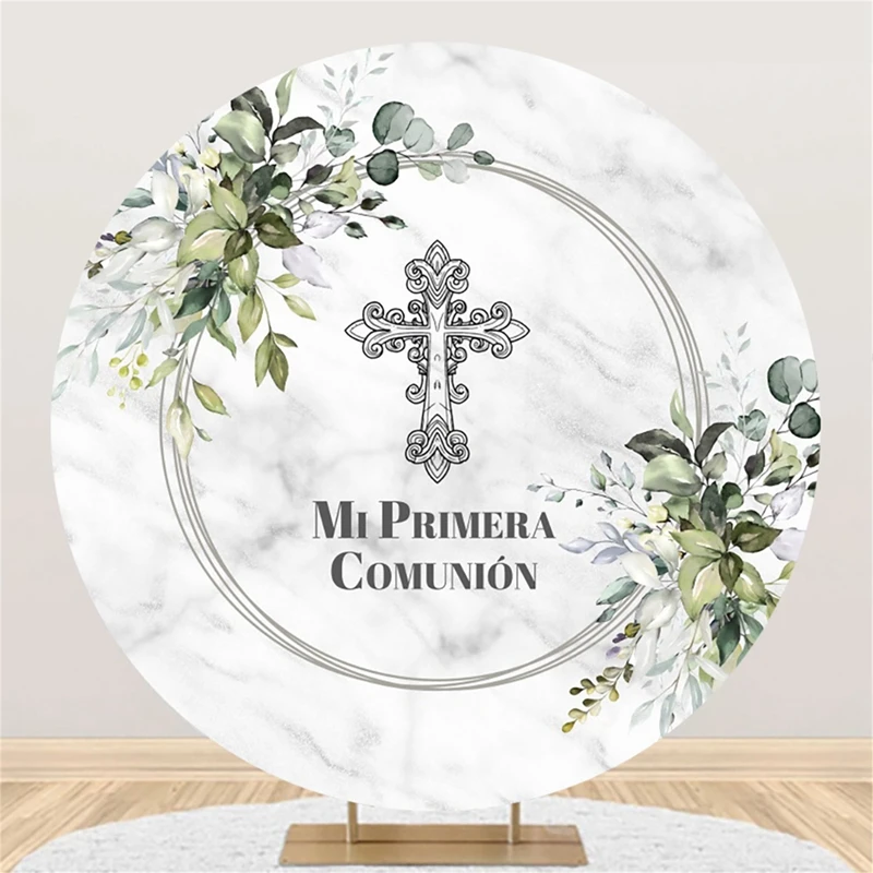 รอบยืดหยุ่นฉากหลังเด็กทารก Baptism Mi Bautizo Party Decor การถ่ายภาพพื้นหลังวงกลม Photocall Photo Studio