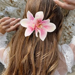 Grampos de cabelo boêmios para mulheres Flores de orquídea, grampo pequeno, presépio nupcial, flor de casamento de praia, acessórios para cabelo