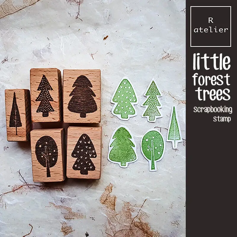 Scrapbooking Stamp Vintage Little Forest Trees Journal Journaling Scrapbook Stamps