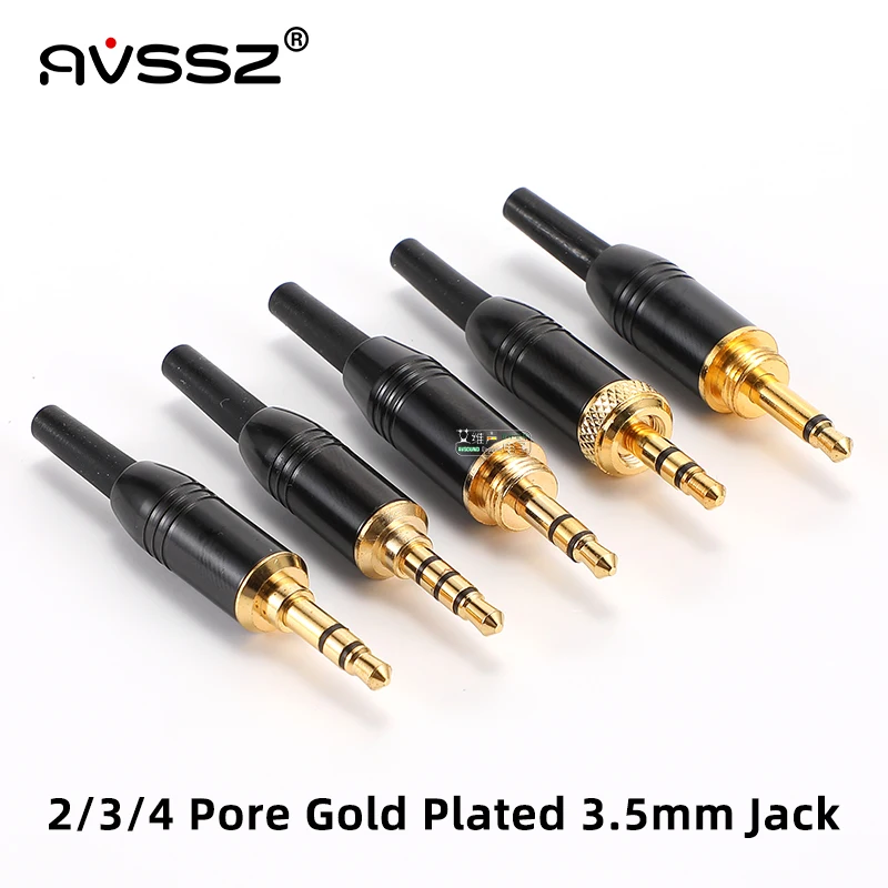 AVSSZ Jack 1/8 inch TS TRS 4 Pole Vehicle Mounted Mobile Phone Bodypack Plug with Lock 3.5mm Headphone Welding Audio Cable Plug