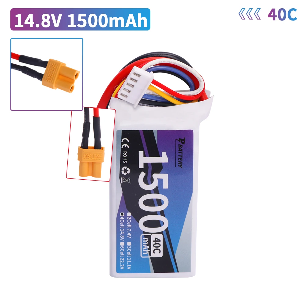 Aggiornamento 14.8V 1500MAH 45C Per RC Auto Quadcopter Elicottero Barca Droni Pezzi di Ricambio 14.8V Batteria Con T/XT30/XT60/JST Spina