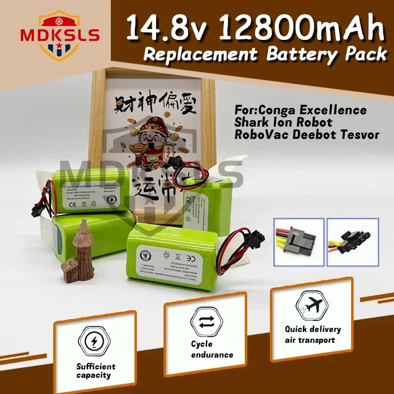 14.4V 12800mAh Li-ion Battery for for Conga 990 1090 Tesvor X500 Ecovacs Deebot N79 N79S DN622 Eufy RoboVac 11 11S RoboVac 30