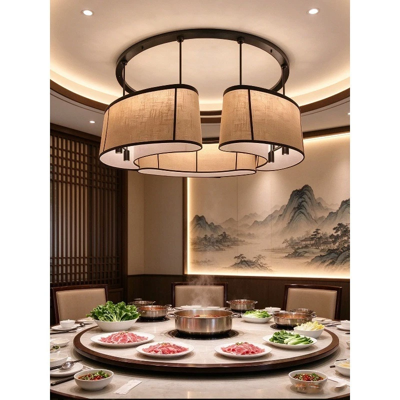 Restaurant chandelier retro atmosphere hotel banquet hall fabric lighting