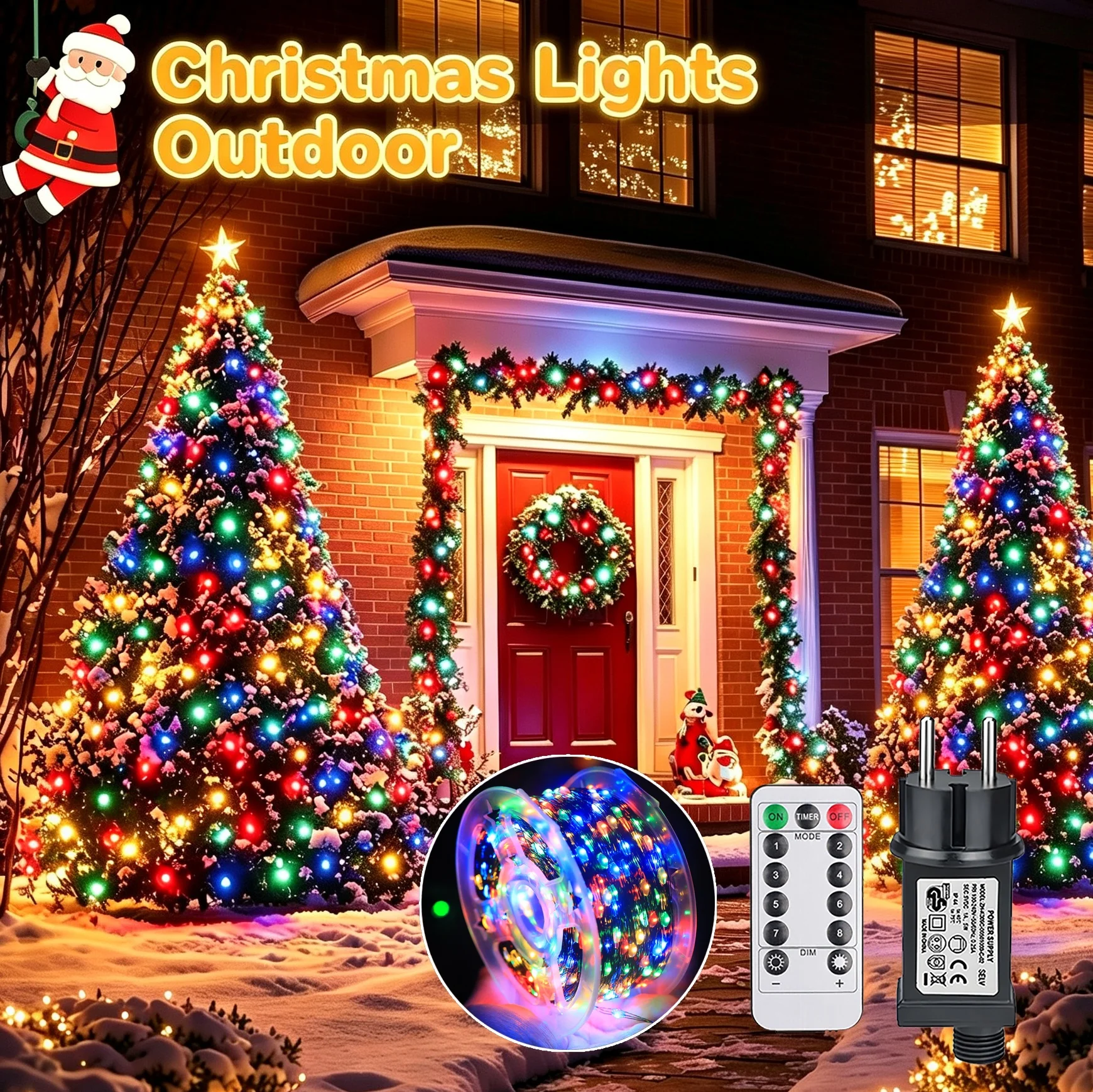 Outdoor Lighting No Wiring - 50 m/100 m LED-Lichterkette, grüner Draht,