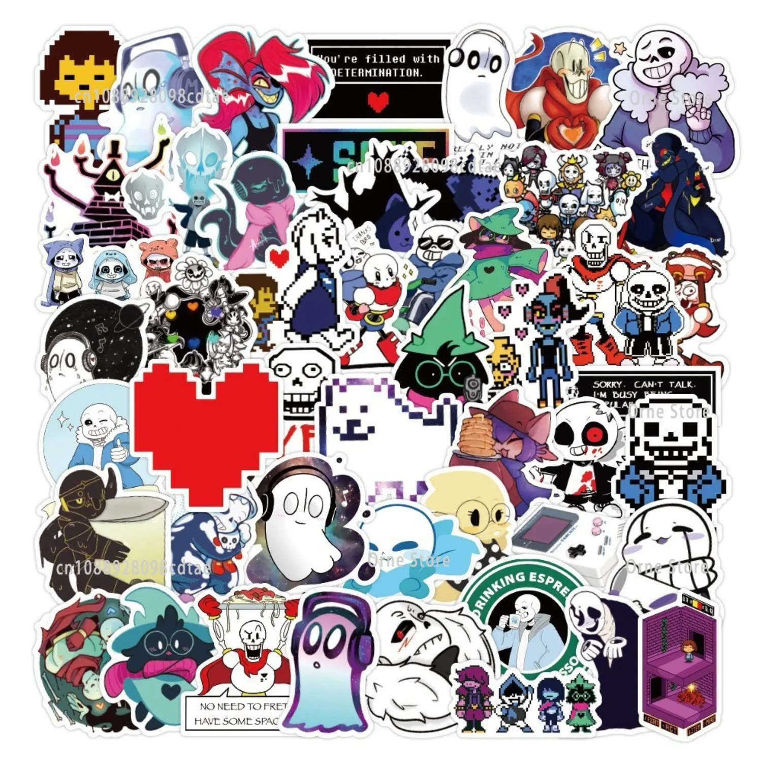 50 szt. Naklejek z Undertale DIY na deskorolkę, laptopa, bagaż, lodówkę, gitarę, wodoodporne naklejki graffiti, zabawne naklejki, naklejki dla dzieci, prezent