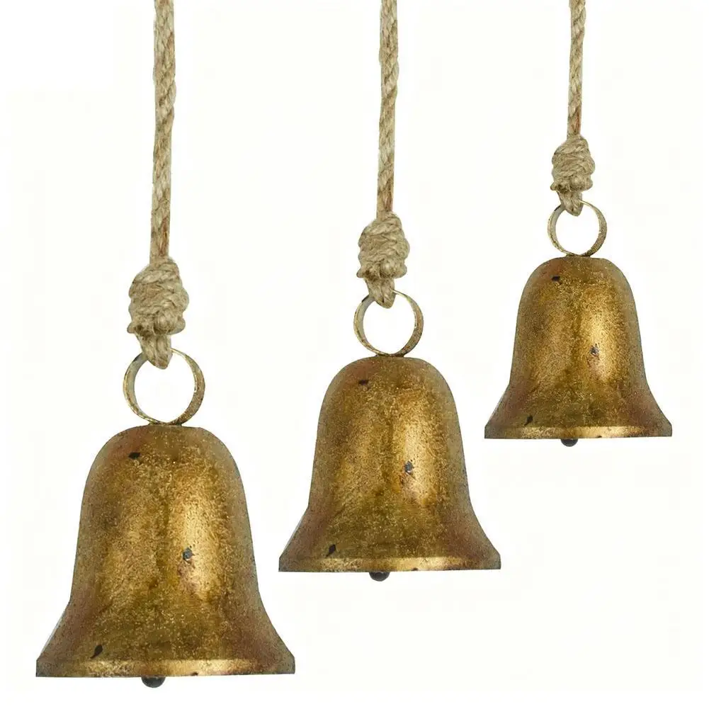 3pcs Brass Christmas Decoration Jingle Bells Pet Pendants Hanging for Festival Party DIY Craft Making Wind Decoration