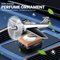 Car Essential Oil Diffuser Solar Airplane Car Diffuser Wooden Base Fragrance Aromatherapy Diffuser Ornaments (Without Perfume)