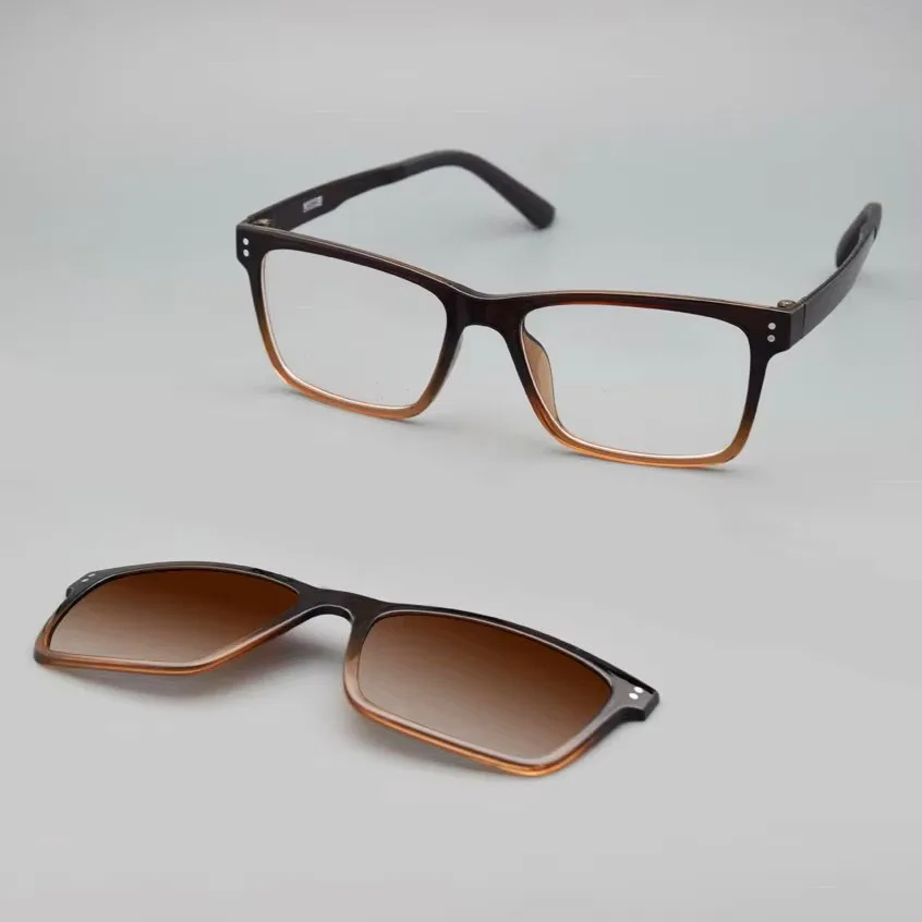 Polarized Magnetic Mirror Men's Gradient Brown Myopia Magnet Sunglasses Adsorption Night Vision Clip on Glasses Frame