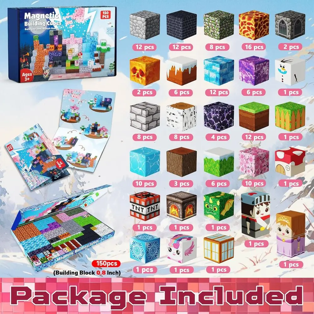 자석 블록 세트 - 150개 조각 어두운 숲 빙하 성, STEM 교육용 장난감 3세 이상 어린이용, 이상적인 부활절 선물