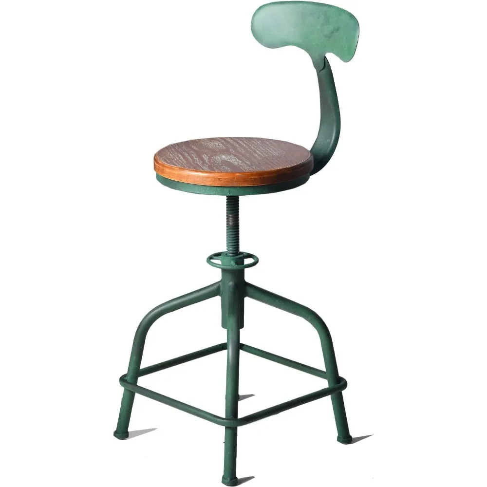 Taburete de cocina rústico estilo granja con asiento redondo, taburetes de bar giratorios de altura ajustable para decoración industrial