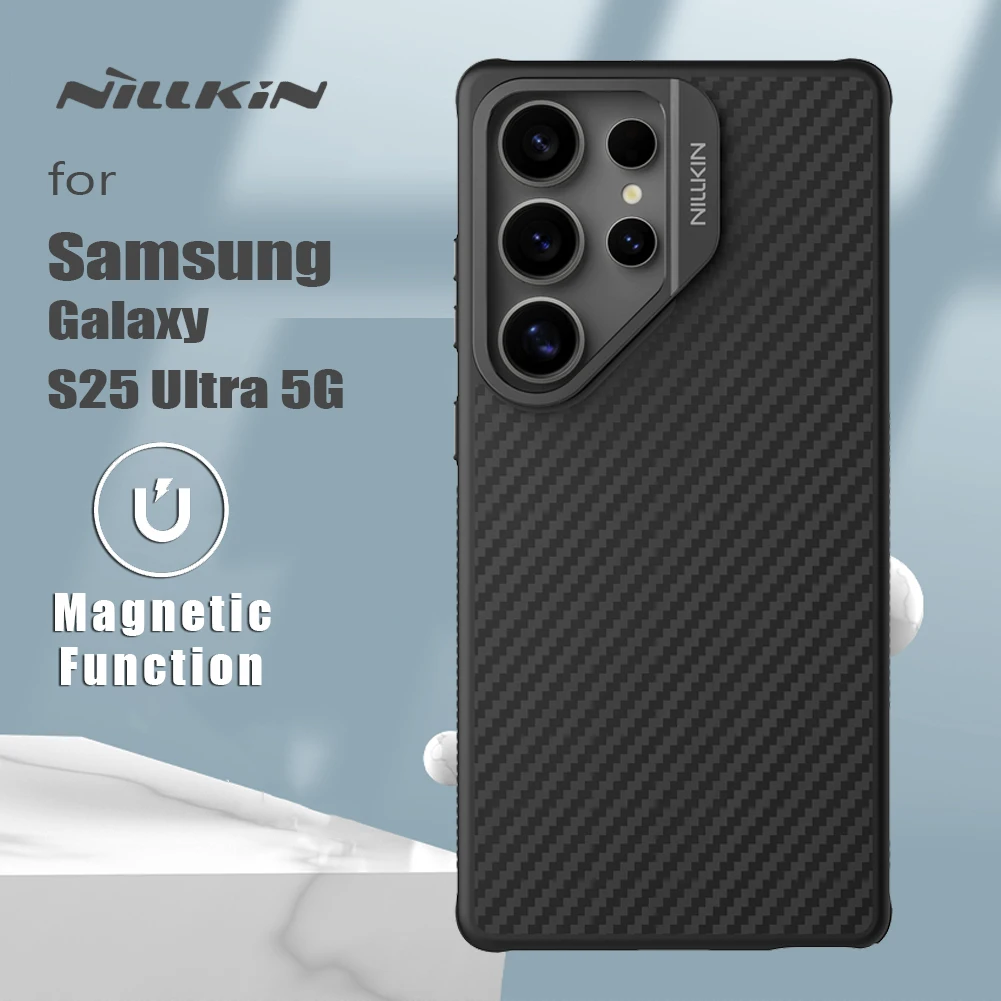 For Samsung Galaxy S25 Ultra 5G NILLKIN Case Magsafe CarboProp Magnetic Adapt Lens 360 Camera Hollow Stand Protection Back Cover