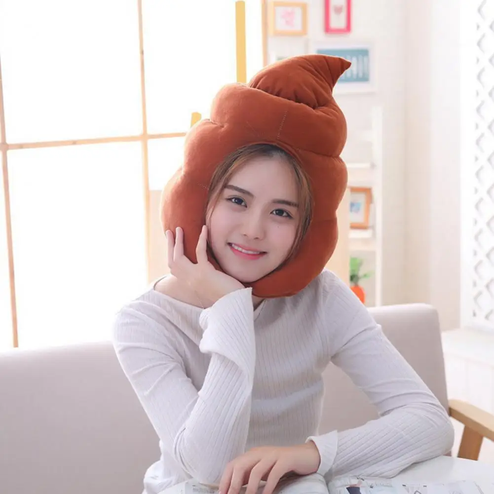 Funny Fake Poop Funny Plush Hat Winter Warm Hat for Funny Cosplay Dress-up Windproof Headgear Photography Prop with Unique Shape