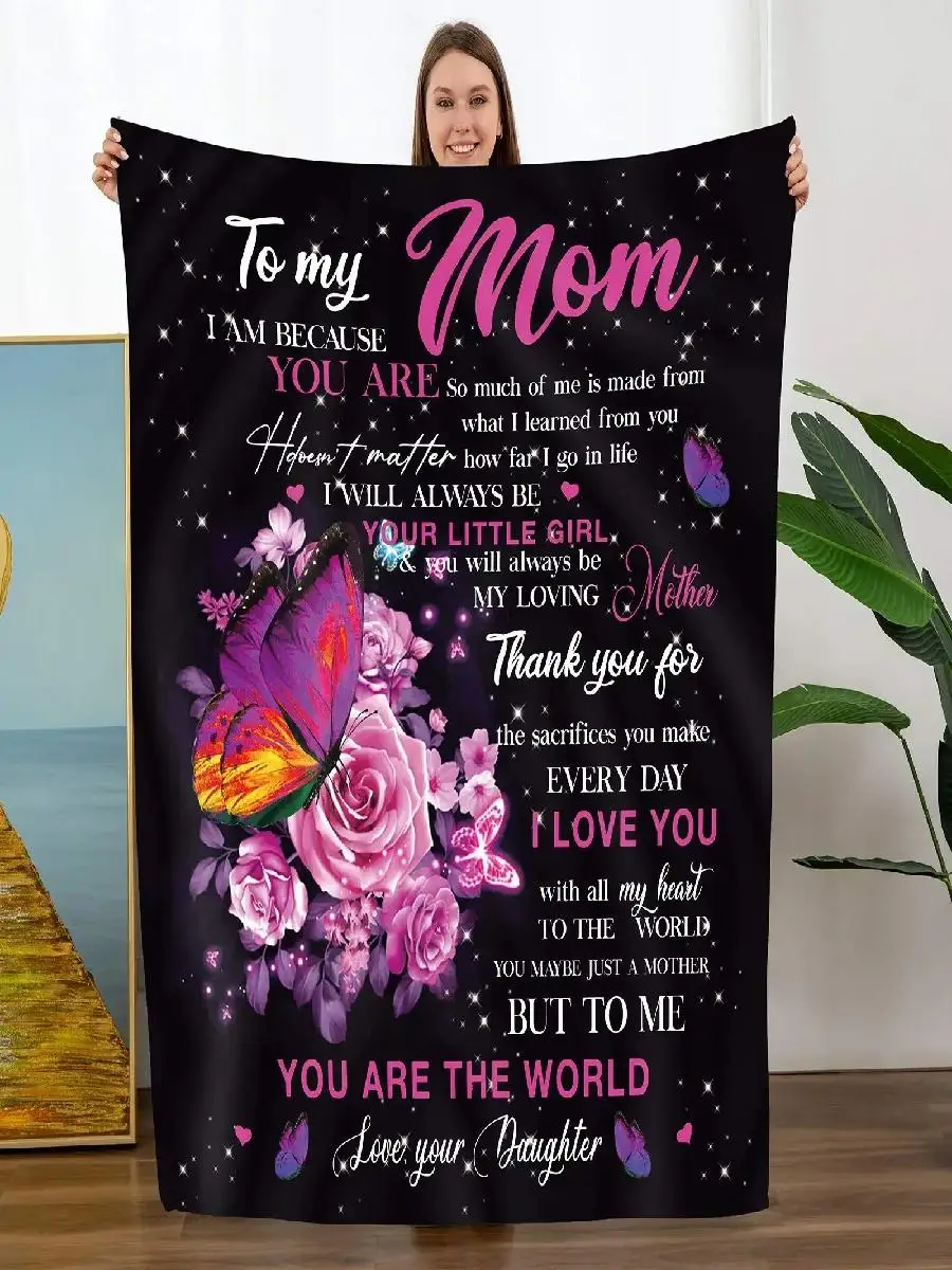 Personalized I Love You Mom Throw Blanket  Perfect Birthday  Mothers Day Gifts for Women from Daughter or Son
