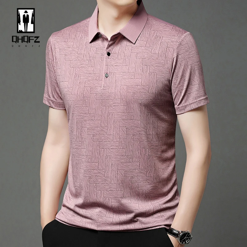 New Men's Business Casual Short Sleeved Shirt Solid Color Polo Shirt Fashionable Breathable Comfortable Versatile Top