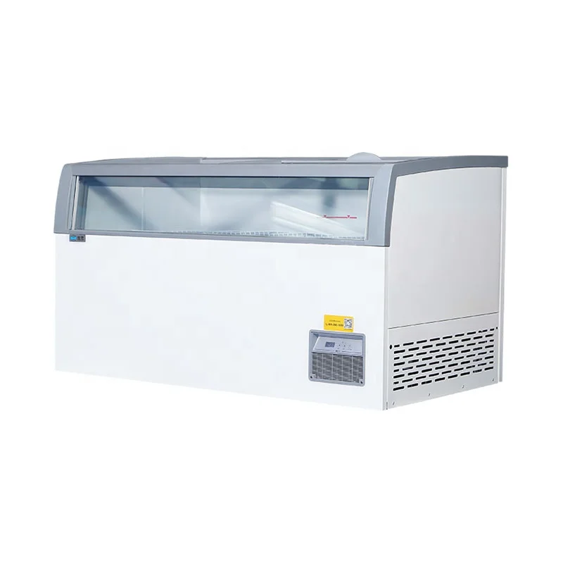 Commercial Ice Cream Refrigerated Showcase Sliding Glass Door Gelato Display Chest Freezer