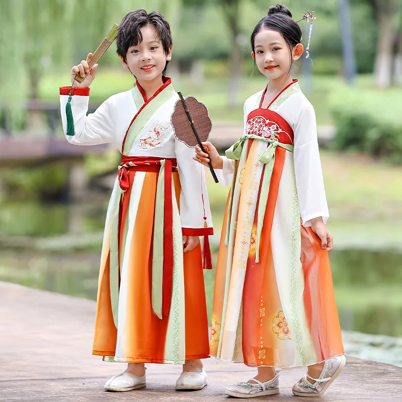

Мальчики и девочки Hanfu, юбки Ru, традиционная китайская школьная форма, церемония открытия школы, ректация трех шараков