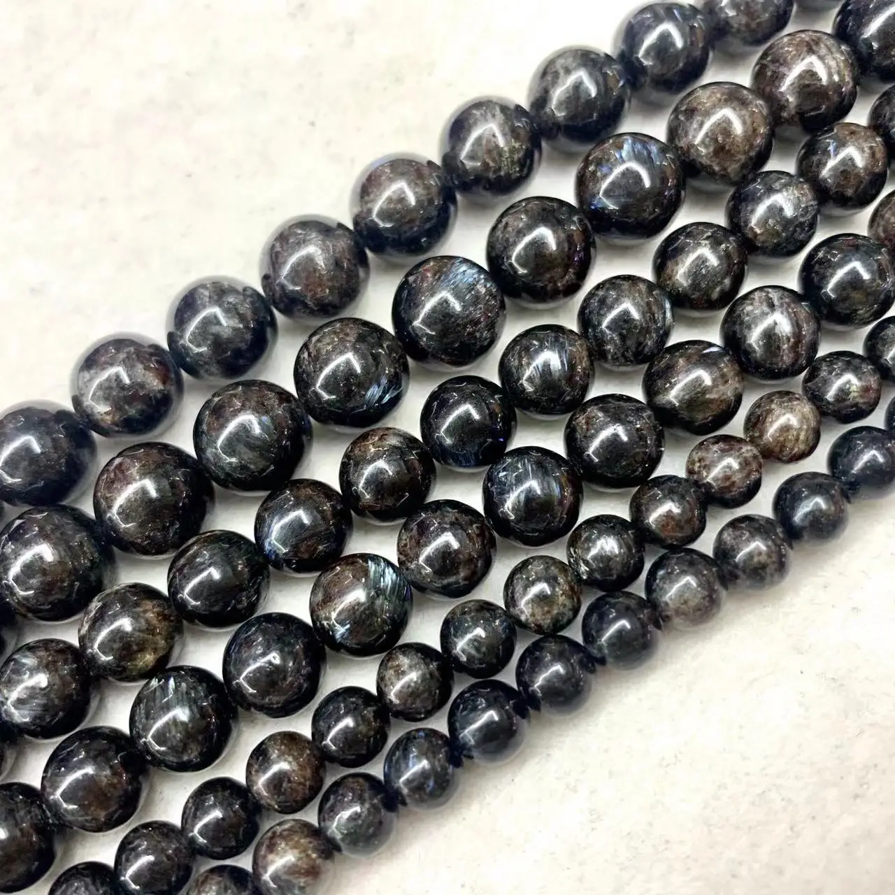 Arfvedsonite Astrophyllite Hornblende Stone Black Dragon Crystal Beads Natural Gemstone DIY Loose For Jewelry Making strand 15"