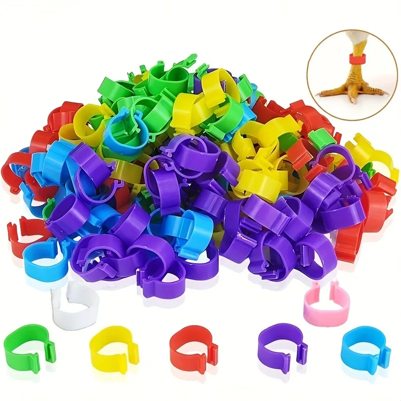 194 pcs Poultry Identification Bands, Duck Goose Identification, Durable Plastic Material, Easy Snap-On Apply, Random Color