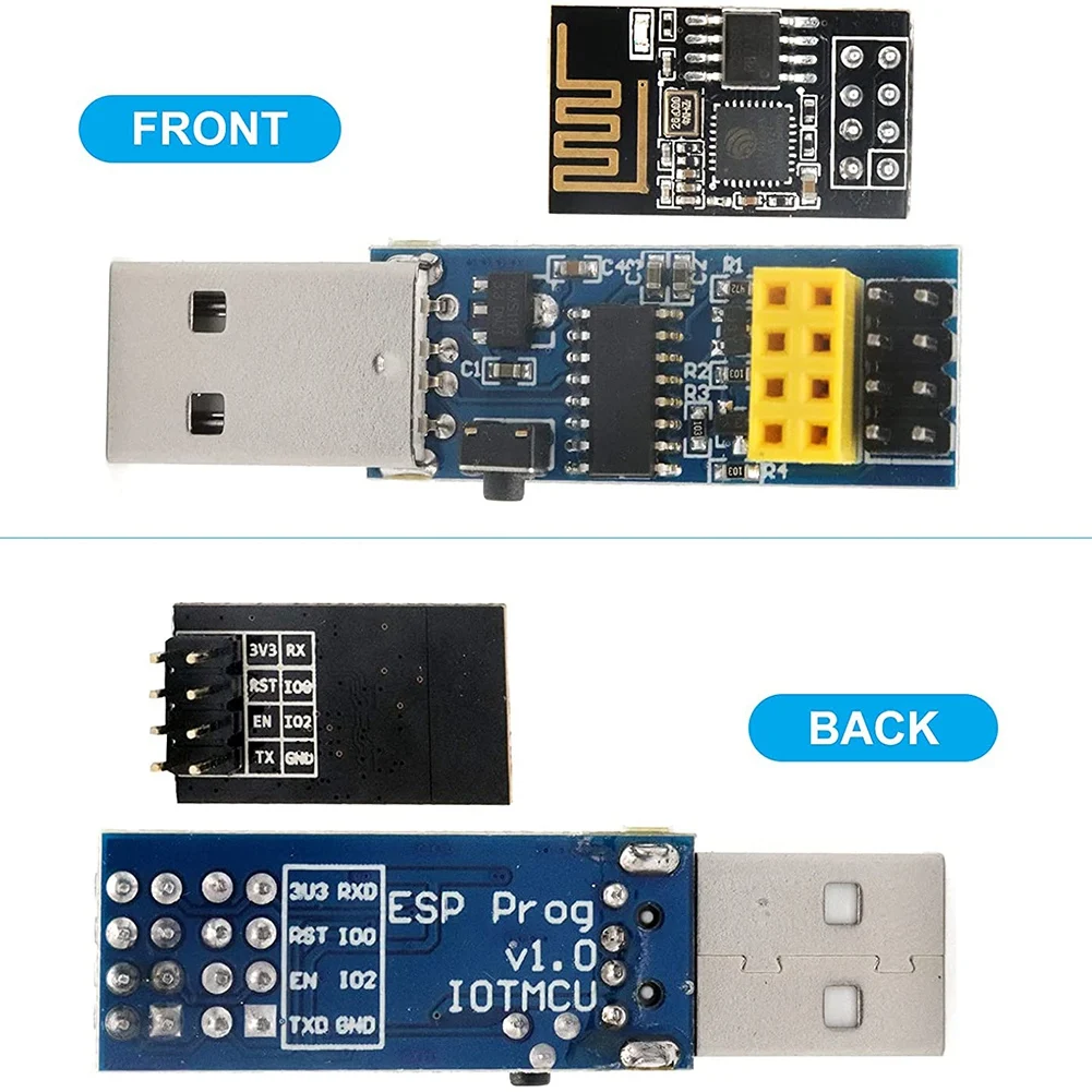 USB to ESP8266 Breakout CH340C ESP-01 ESP-01S Prog WiFi Programmer Downloader Adapter with Reset Auto Download Circuit TQ
