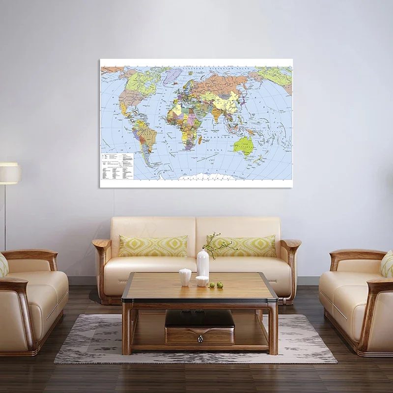 The World Map bahasa Rusia lukisan kanvas non-tenun Poster seni dinding cetakan tanpa bingkai perlengkapan sekolah Dekor rumah 150*100cm