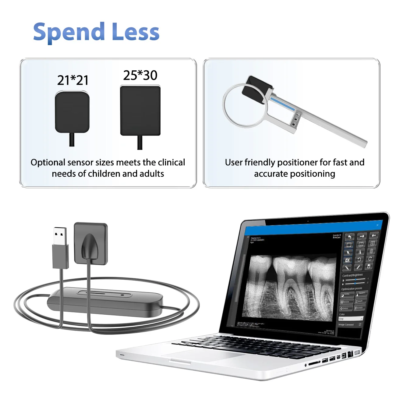 2-jähriger Garantie-Dentalsensor mit Halter, schnellere, langlebige USB-Dental-Röntgensensor, intraorale Kamera, digitaler RVG-Sensor
