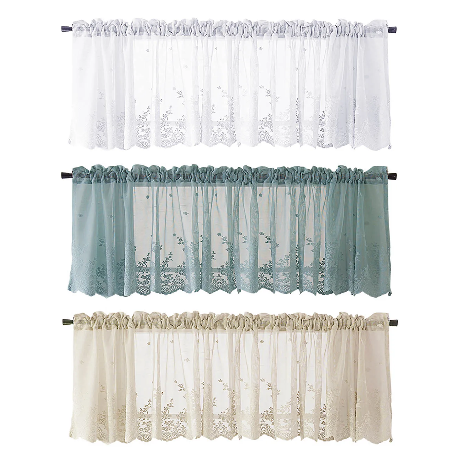 Halbtransparenter Voile-Vorhang, Fensterbehandlung, Spitze, Café, Küche, Rüschen, Fenstervorhang, Volantschrank, staubdicht, zum Dekorieren von Vorhängen
