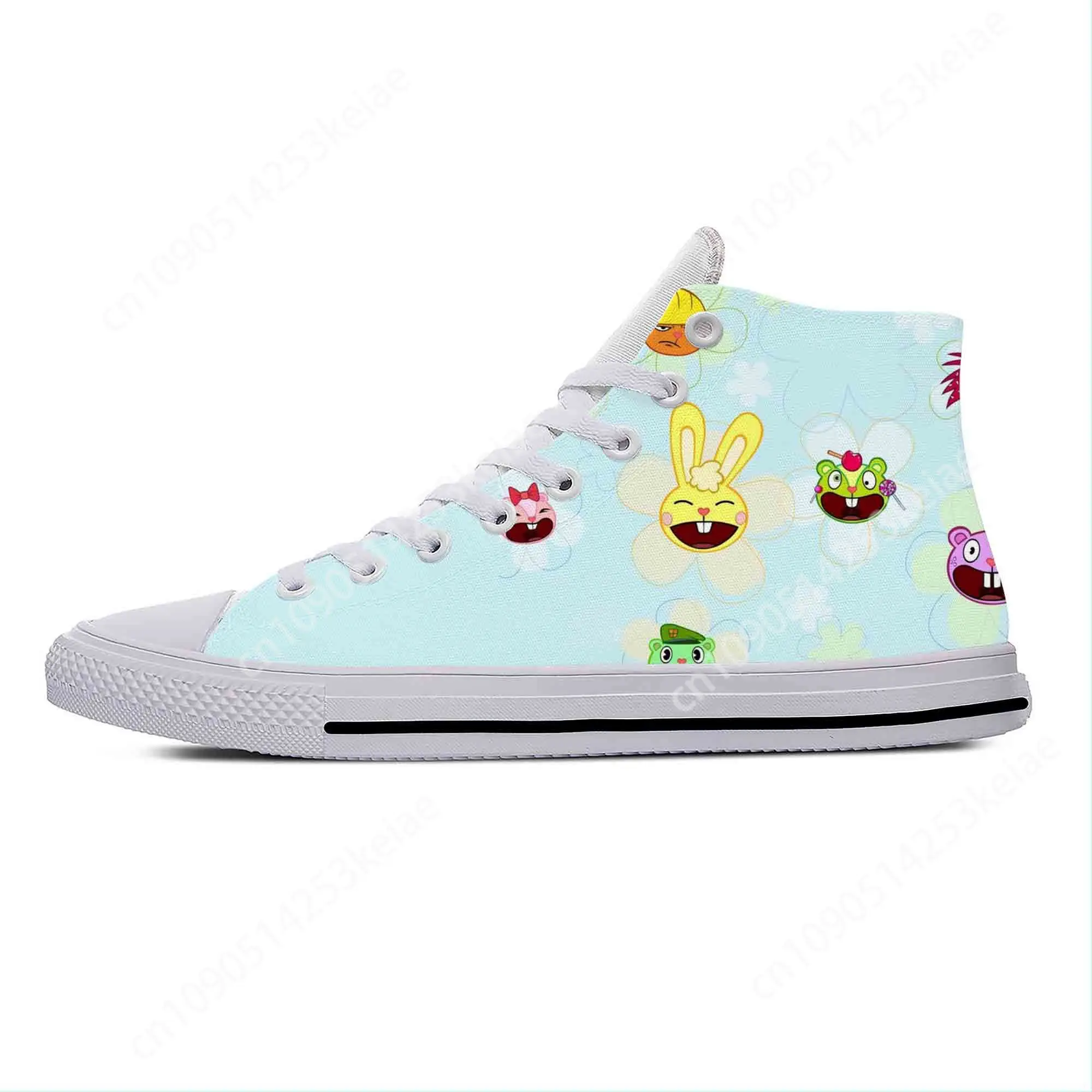 Anime Cartoon Manga Happy Tree Friends Cool Funny Casual Cloth Shoes High Top Lightweight Breathable 3D Print Men Women Sneakers