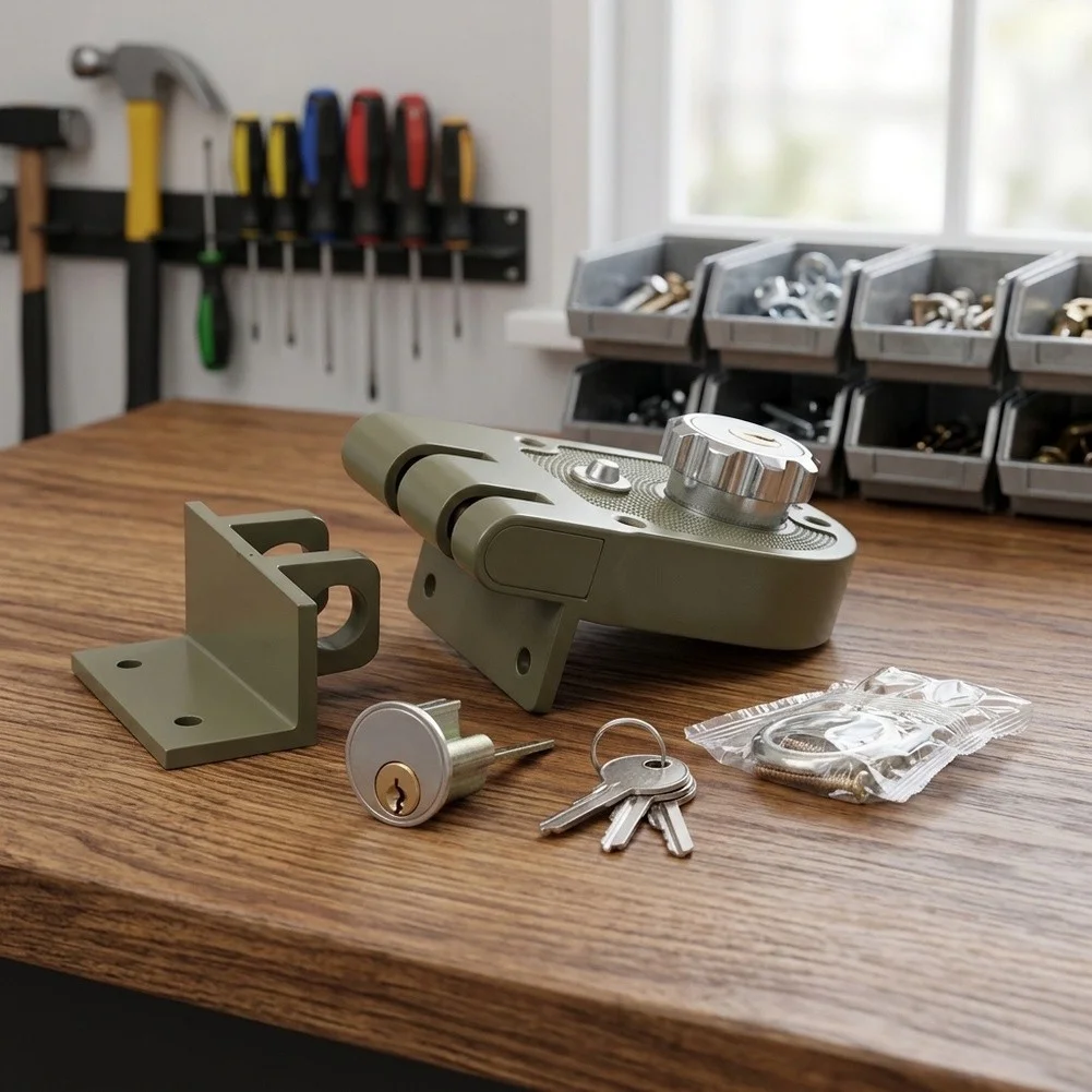 Rim Lockset for Wrought Iron and Wooden - Double Bolt Mechanism for Enhanced Stability - Zinc Alloy Green Finish