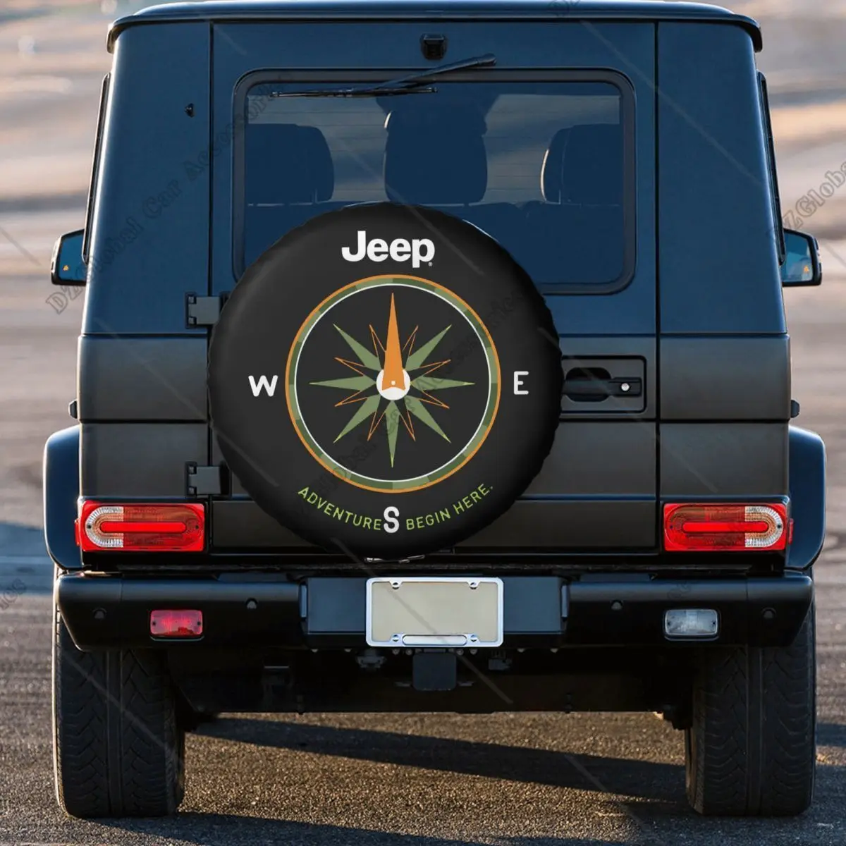 Compass Design Spare Wheel Cover Custom Adventure Begin Here Tire Protector Trailer Camper Travel Trailer Wheel Protectors