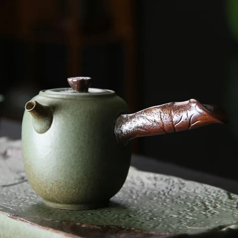 

Подвеска лотоса с боковой ручкой японский простой чайник одиночный керамический чайник мини чайник