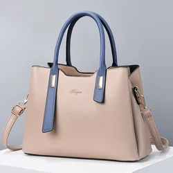 TRAVEASY 2023 Summer PU Leather Large Capacity Panelled Top-Handle Bags for Women Fashion Zipper Female Shoulder Bags Tote Bags