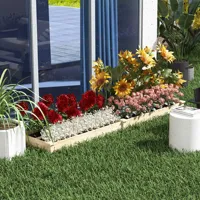 Wooden raised bed, large planter with 2 compartments, flower box, herb bed, garden, balcony vegetable bed, natural, 237x60x25cm