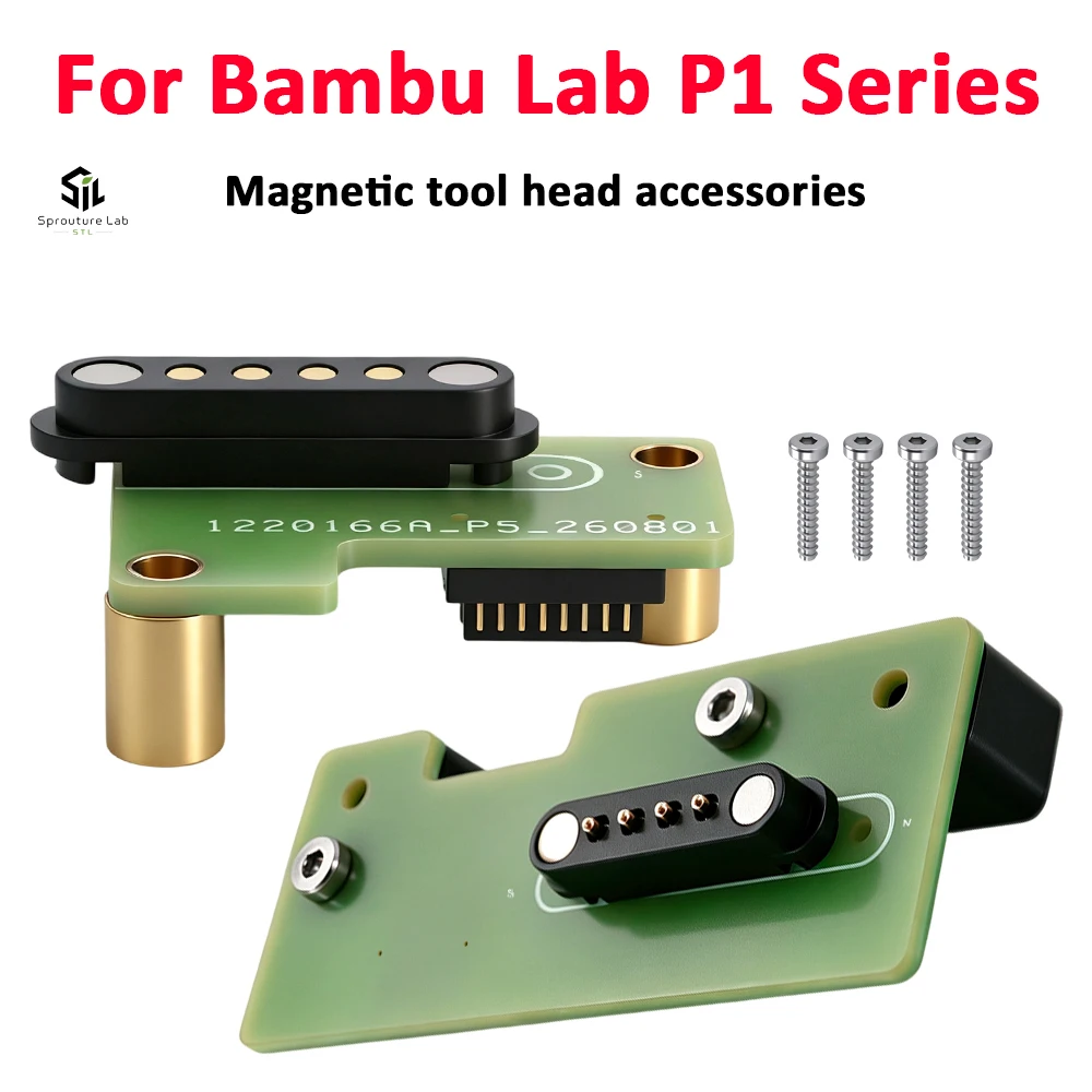 For Bambu Lab P1 Series Magnetic Tool Head Accessory 3D Printer Tool Board, No Air Blockage, Includes 4Pcs Mount Screws