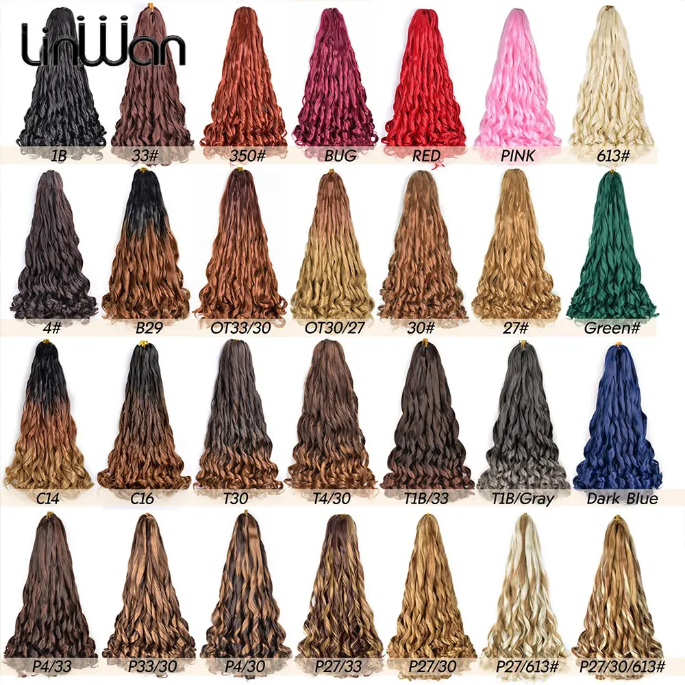 الفرنسية مجعد تجديل الشعر 22 بوصة الاصطناعية مجعد تجديل الشعر قبل امتدت فضفاض متموج الضفيرة تجديل وصلات شعر للنساء #2