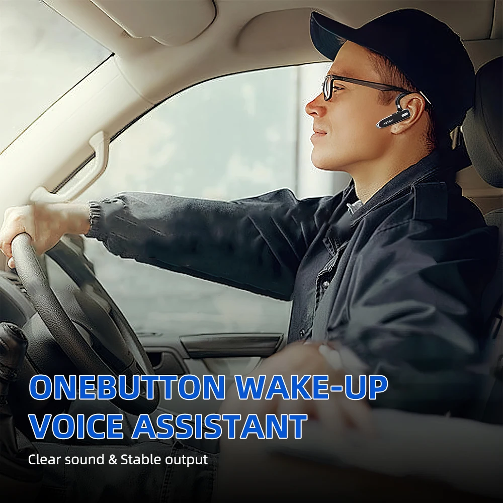 Mpow YYK530 سماعة أذن للأعمال مزودة بتقنية البلوتوث V5.3 إلغاء الضوضاء سماعة سائق شاحنة لاسلكية بدون استخدام اليدين داخل الأذن سماعة وقت التحدث 12 ساعة