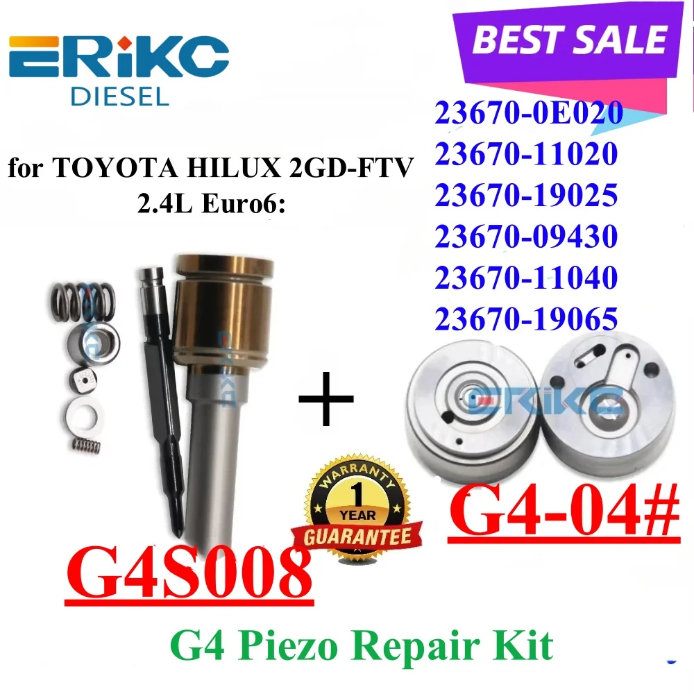 

295700-1150 23670-0E020 G4 PIEZO INJECTOR REPAIR KITS NOZZLE G4S008 +VALVE Plate G4-04# for TOYOTA HILUX 23670-11020