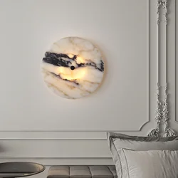 Round Luxury Natural Stone Wall Lamp Living Room Background Wall light Modern Bedroom Decoration light hallway lighting fixtures