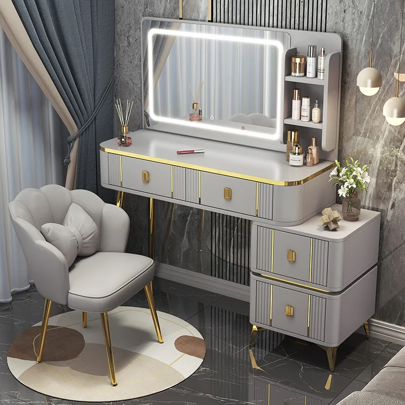 

Drawer Luxury Mirror Vanity Tables Storage Modern Girl Bedroom Vanity Tables Makeup Seating Unique Schmink Tisch Furniture