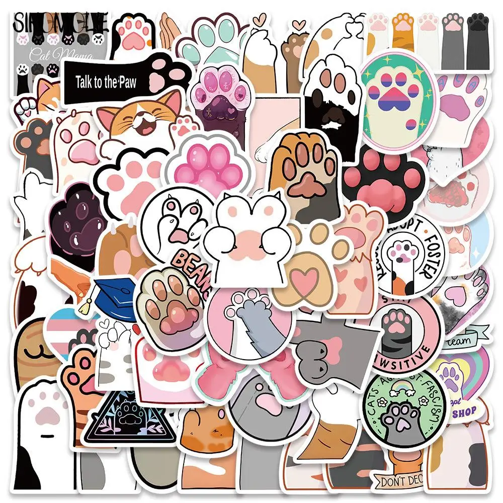 10/30/61PCS Cute Cartoon Cat Paw Girl Heart Stickers Kawaii Kids DIY Suitcase Skateboard Laptop Luggage Graffiti Sticker Decals