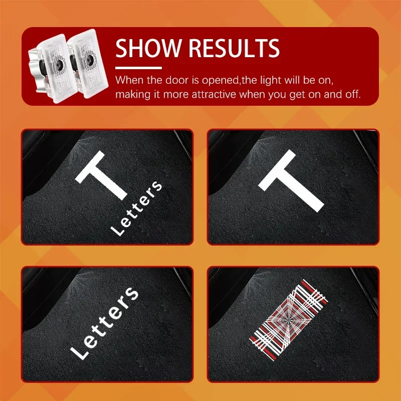 For Tesla Model 3 Model Y Puddle Lights Logo Model 3&y Welcome Light Door Lights Set Door Step Ghost Light Model Y/3/S/X