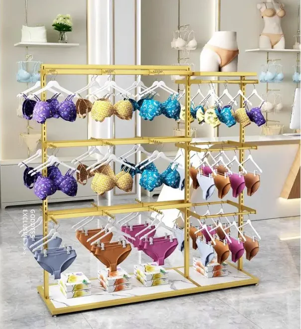 Underwear shelves, floor to ceiling bras, underwear, island display rack, mall adjustable double-sided display rack