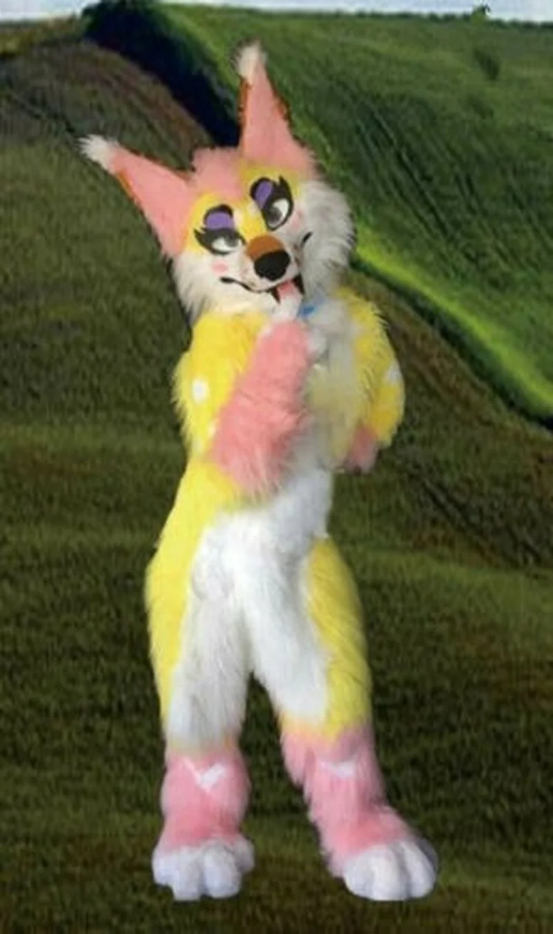 

Long Fur Husky Fox Mascot Mid-length All-in-one Costume Walking Halloween Suit Role-playing