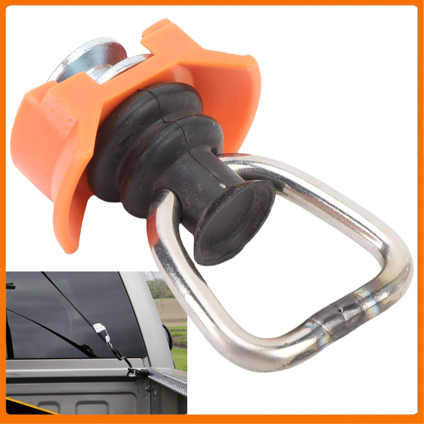 Single Stud L Track Fitting with D Ring 1333lb Capacity Spring Loaded L Track Rail Tie Down Fitting for Van Pickup Truck