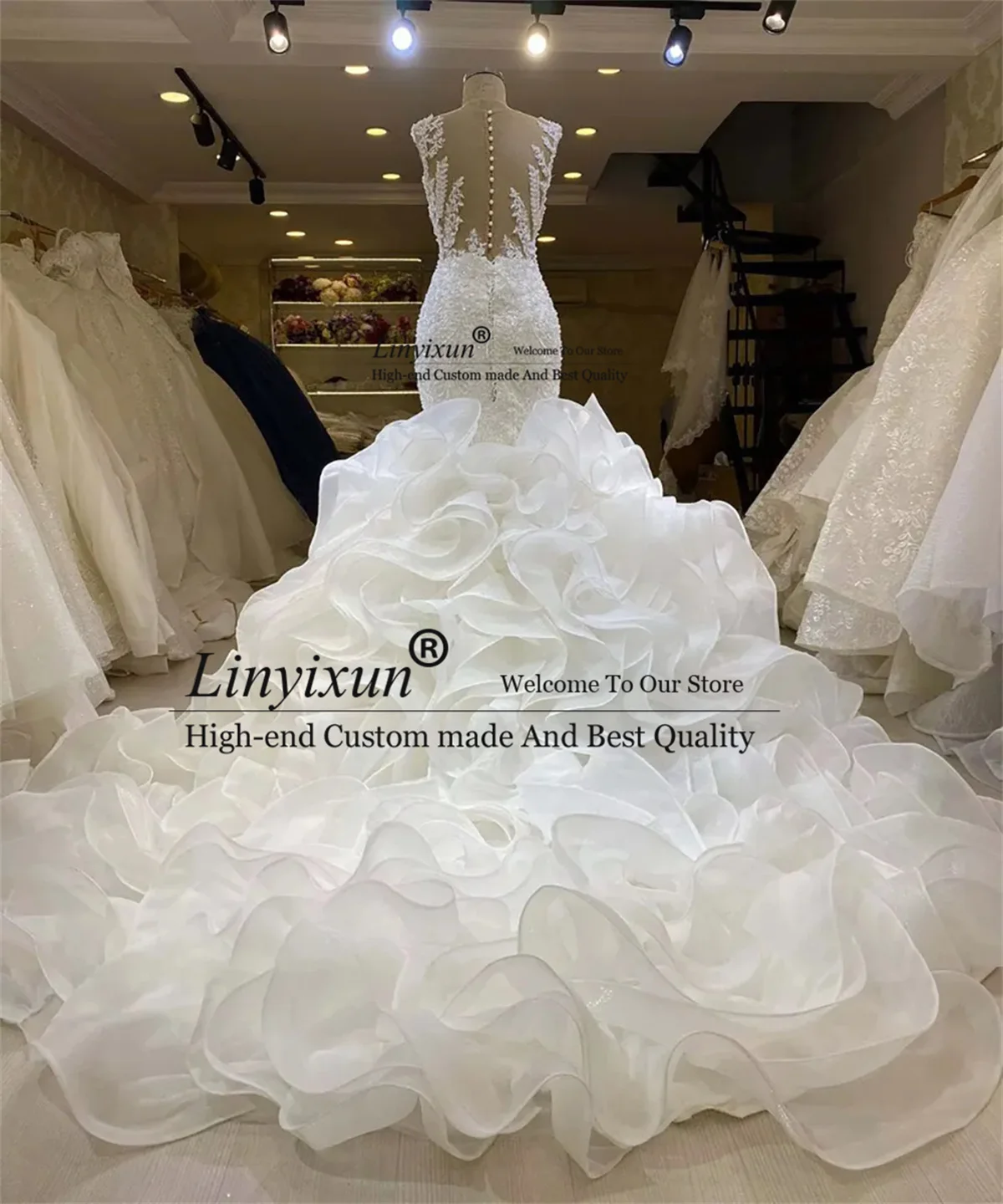 Exquisite Customized Plus Size Long Sleeve A-Line Wedding Dress with Appliques Lace Beaded Chic Modern Bridal Vestido De Novia