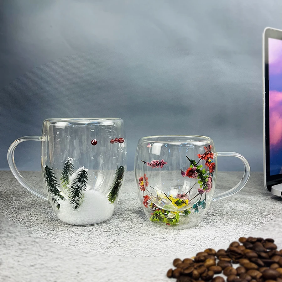 1/2/4PCS Doppel Wand Klar Glas Kaffee Tassen Doppel Isolierte Glas Tasse Für Heiße Kalte Getränke cappuccino Espresso Tasse – Detail 7