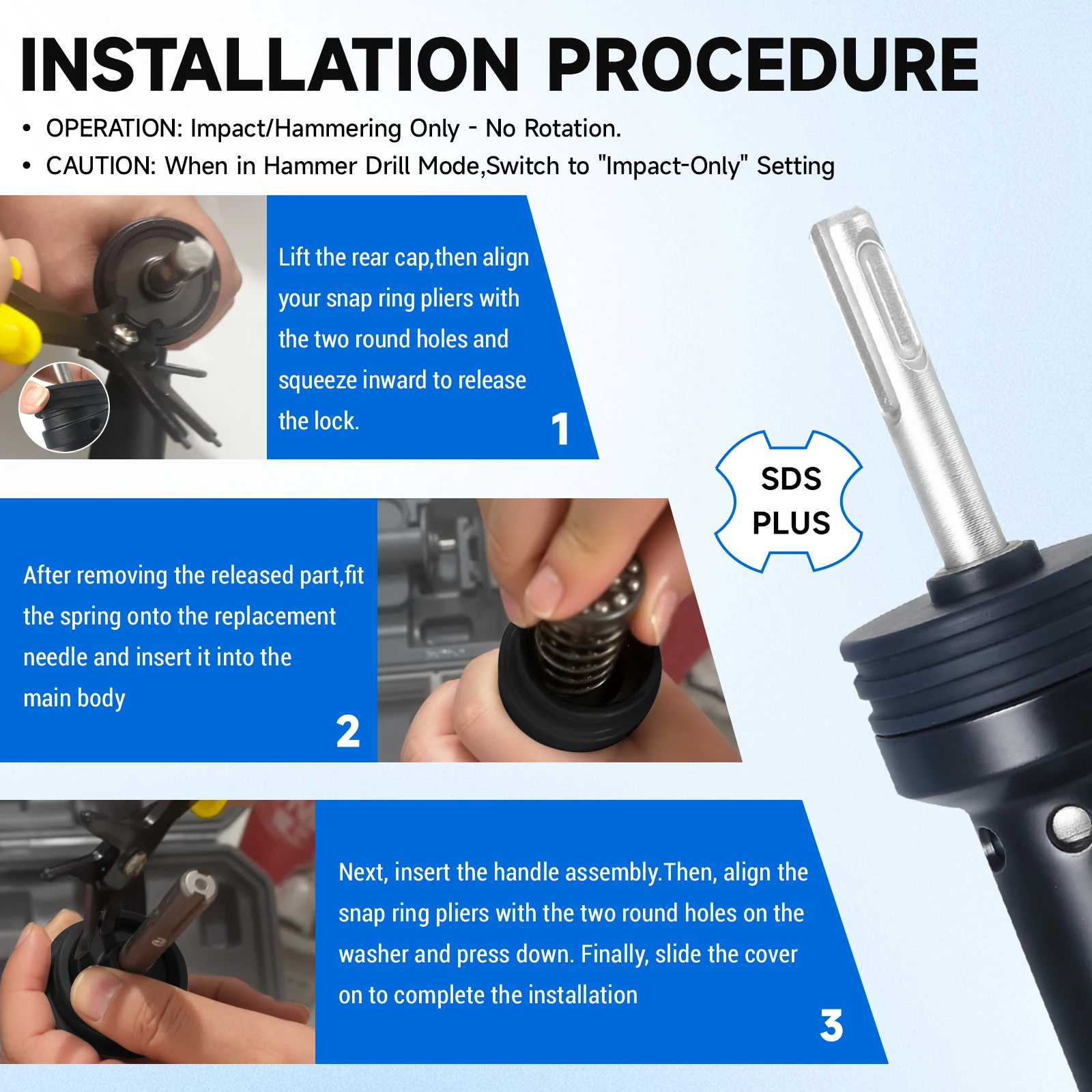 SDS Plus Hammer Drill Adapter 18-Prong Electric Needle Scaler for Paint Stripping Rust Concrete Removal Air Tool Alternative