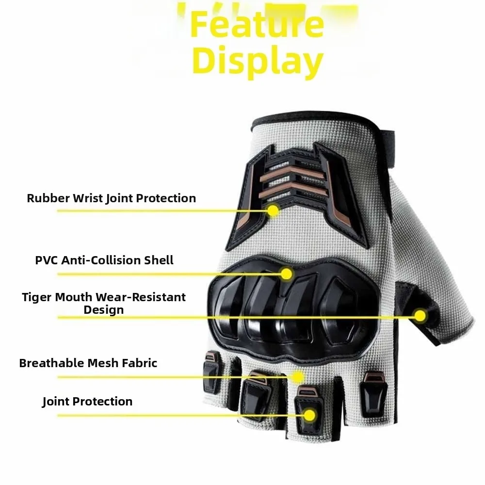 

Wear Resistant Half Finger Gloves Anti-Slip Breathable Motorcycle Gloves Anti-Fall Protection Half Finger Design Bicycle Gloves