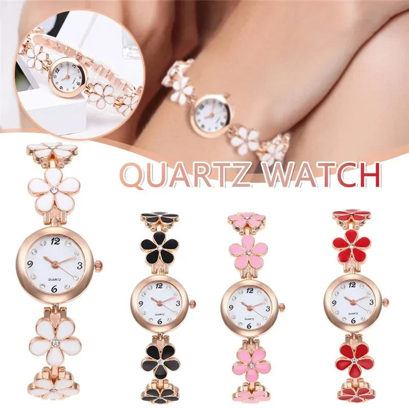 New Fashion Small Watches Women Luxury Rhinestone Flower Bracelet Watch Stainless Steel Watchband Dress Clock Relojes Para Mujer