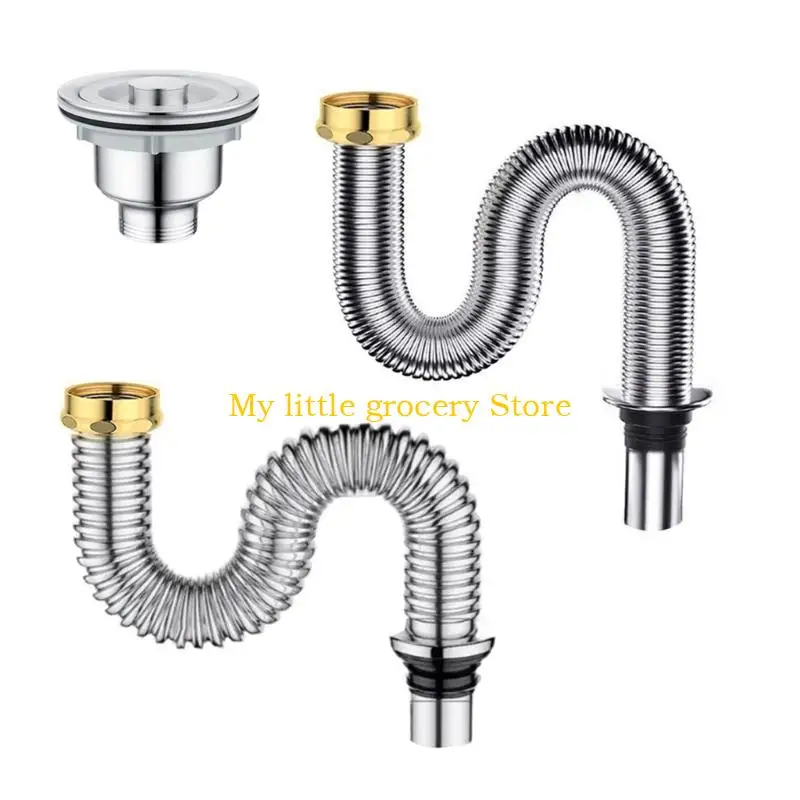 D5BD Not Odor Kitchen Sink Drainages System with High Flows Efficiency Strong Sink Drain Pipe Accessory for Household Use