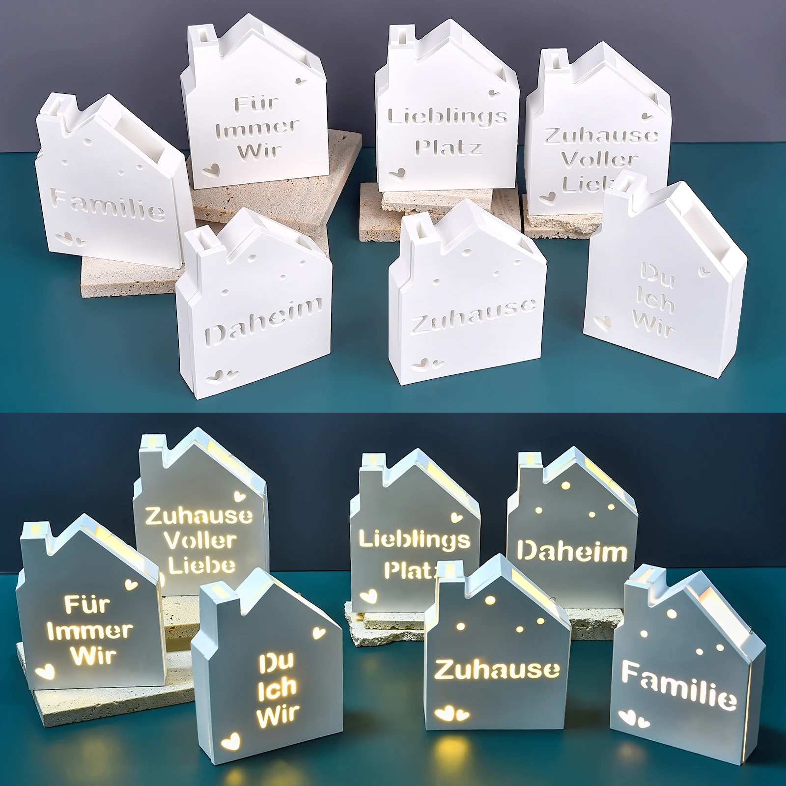 

D полый дом сращивания силиконовая форма DIY HOME Love House украшения силиконовая форма освещение дом подсвечник гипсовая форма